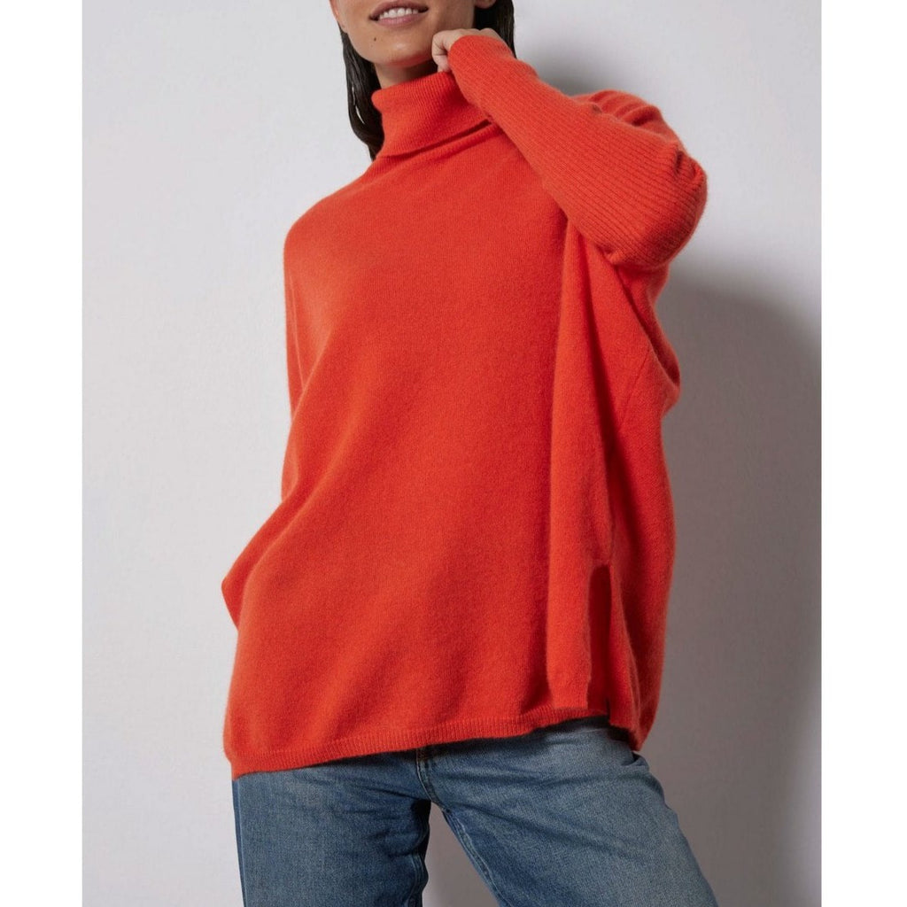 Notshy - Pull Poncho Col Roulé Cachemire - Orange