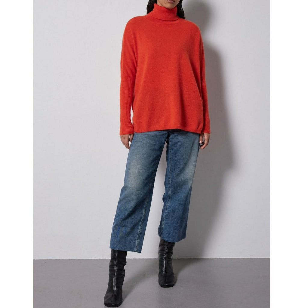 Notshy - Pull Poncho Col Roulé Cachemire - Orange