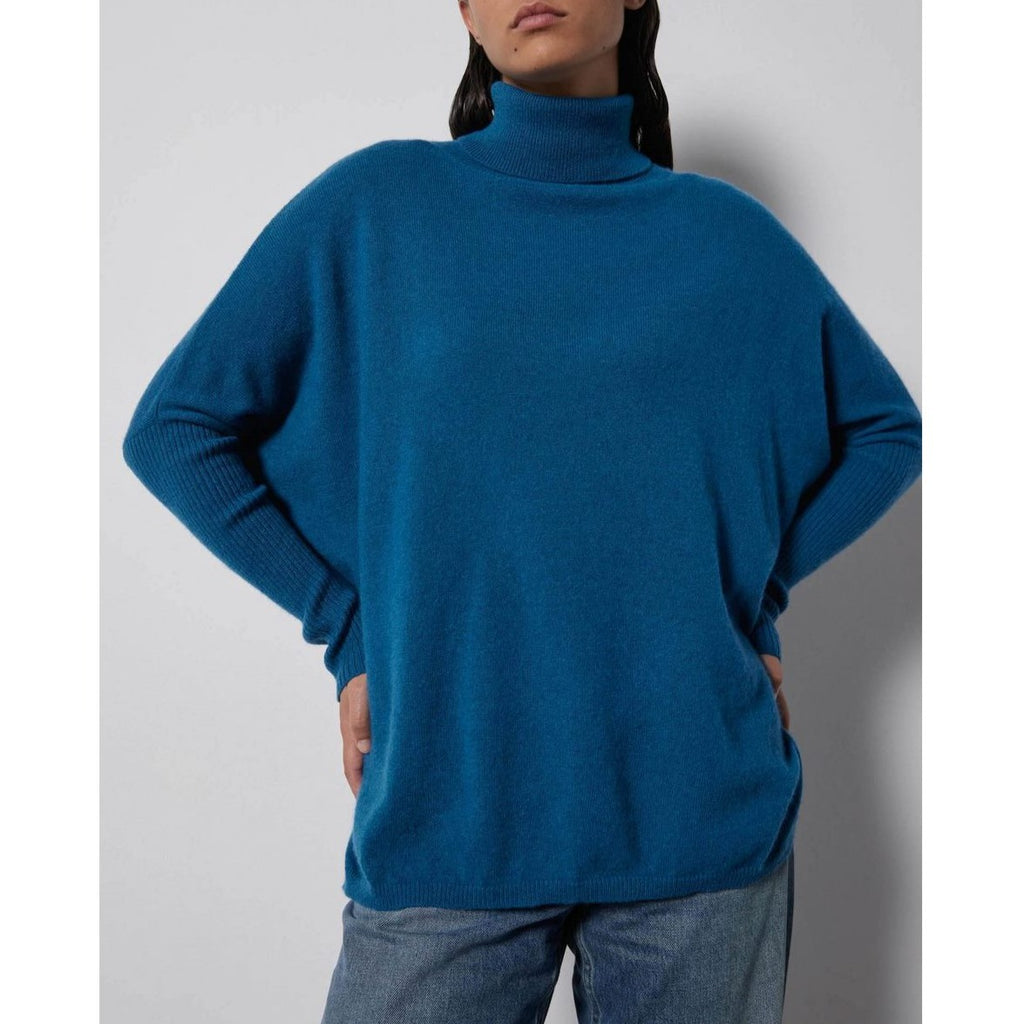Notshy - Pull Poncho Col Roulé Cachemire - Petrole