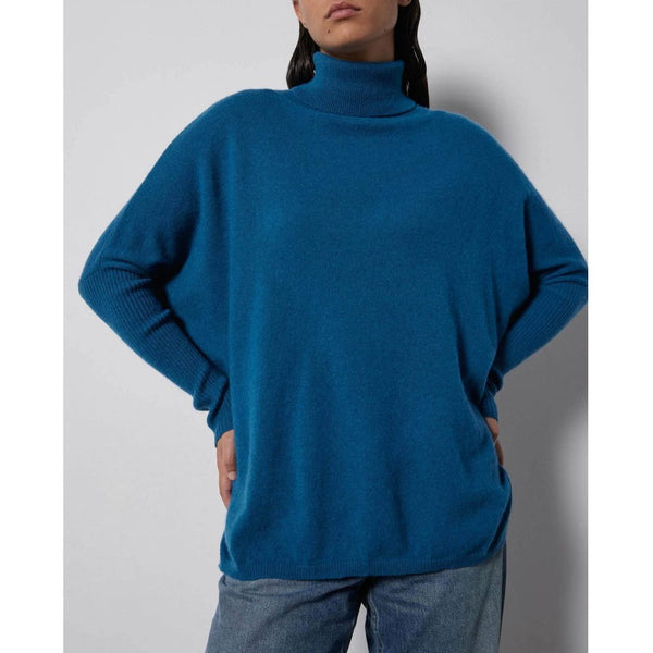 Notshy - Pull Poncho Col Roulé Cachemire - Petrole