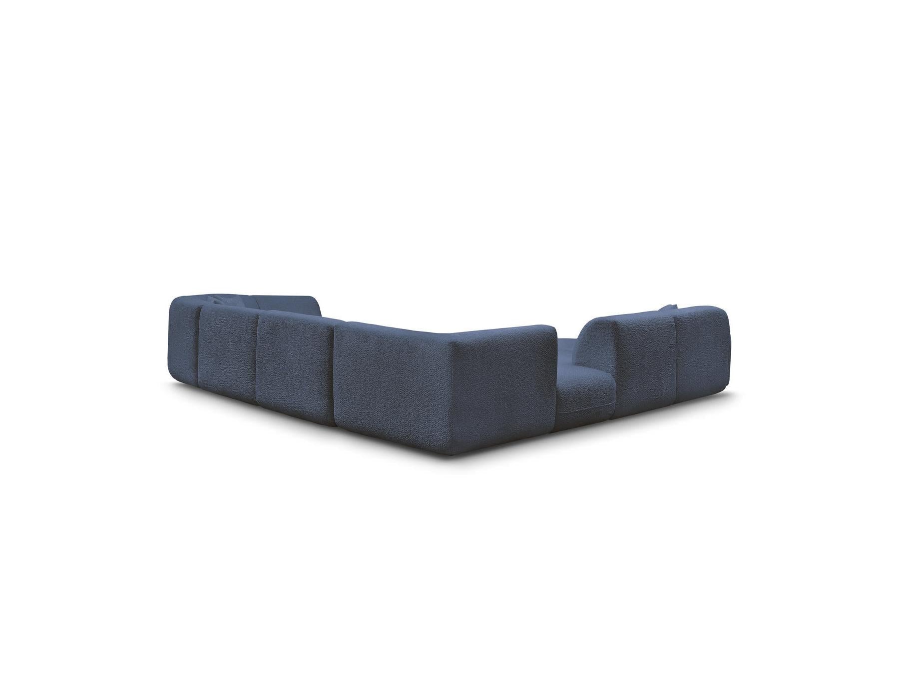 Anda - Canapé Panoramique Fixe Modulable - Avec 3 Chauffeuses, 1 Méridienne, 2 Angles Et 1 Pouf - Angle Gauche