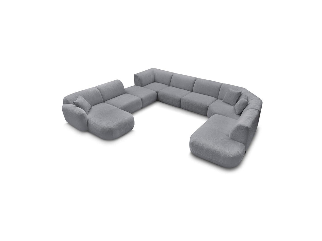 Anda - Canapé Panoramique Fixe Modulable - Avec 3 Chauffeuses, 1 Méridienne, 2 Angles Et 1 Pouf - Angle Gauche
