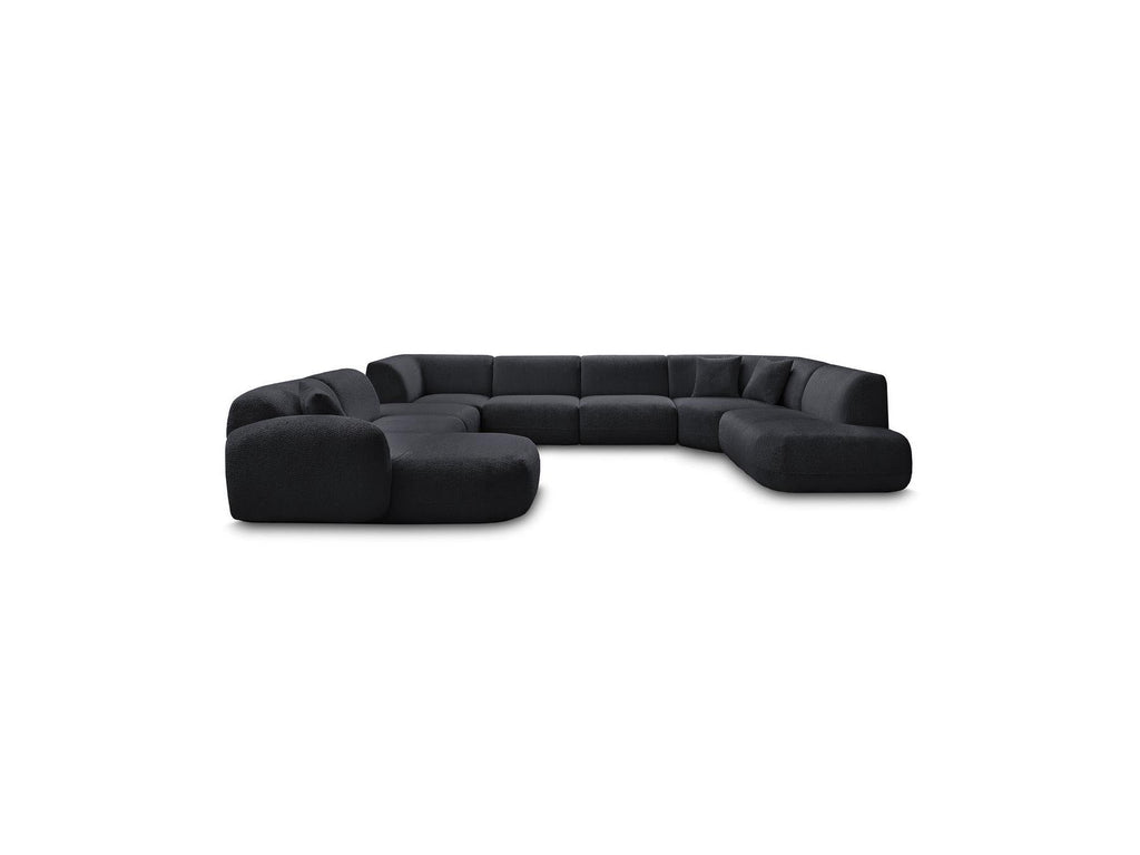 Anda - Canapé Panoramique Fixe Modulable - Avec 3 Chauffeuses, 1 Méridienne, 2 Angles Et 1 Pouf - Angle Gauche