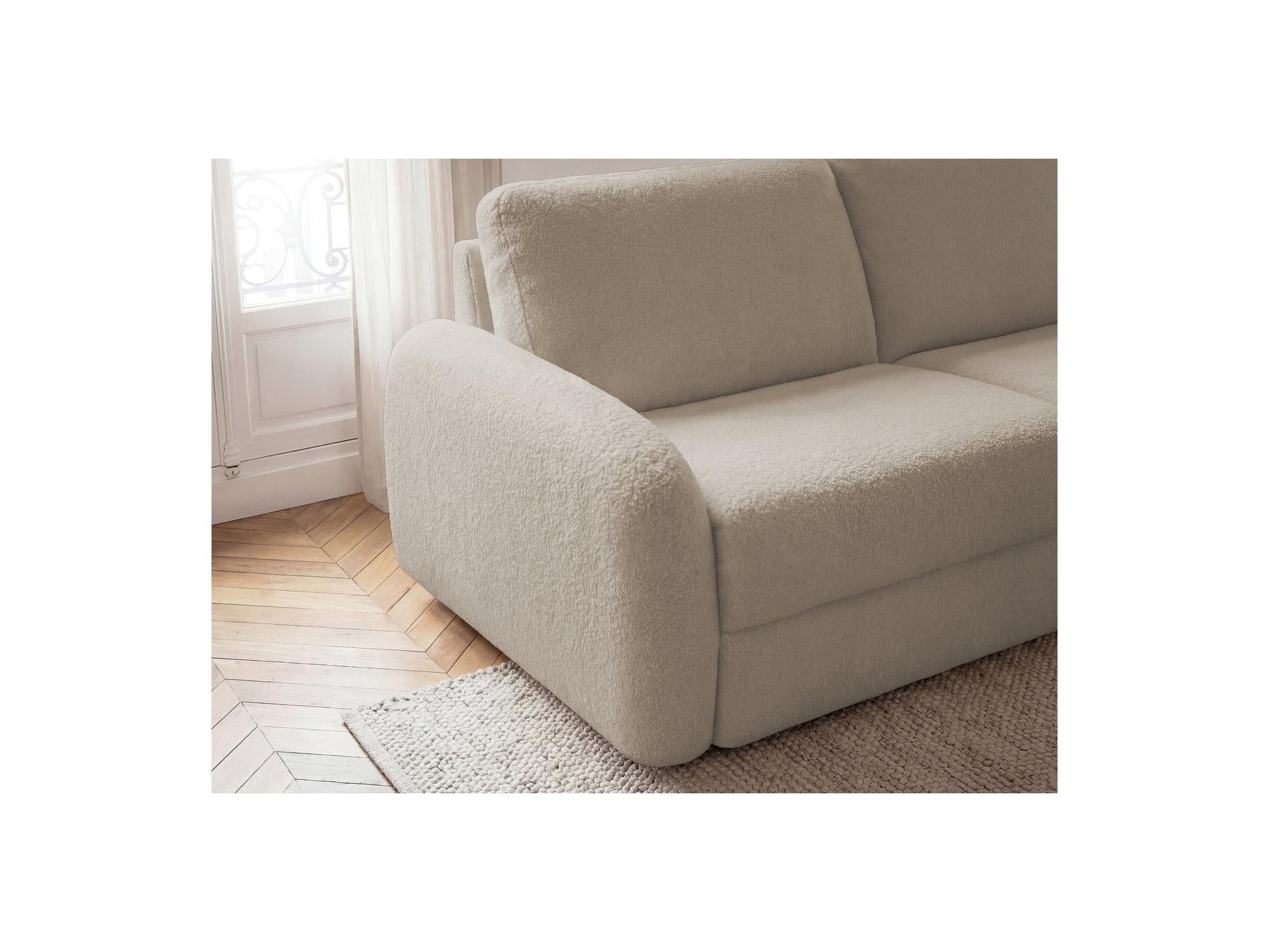 Kenan - Canapé Droit Convertible - Ouverture Express Tissu Bouclette