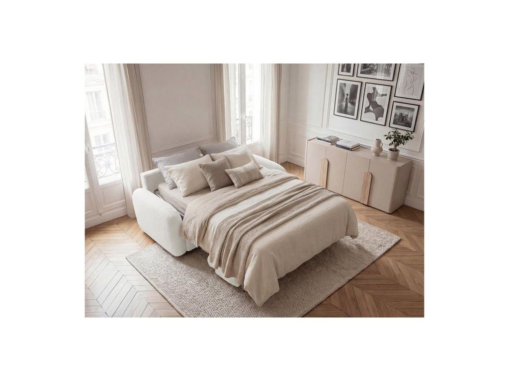 Kenan - Canapé Droit Convertible - Ouverture Express Tissu Bouclette