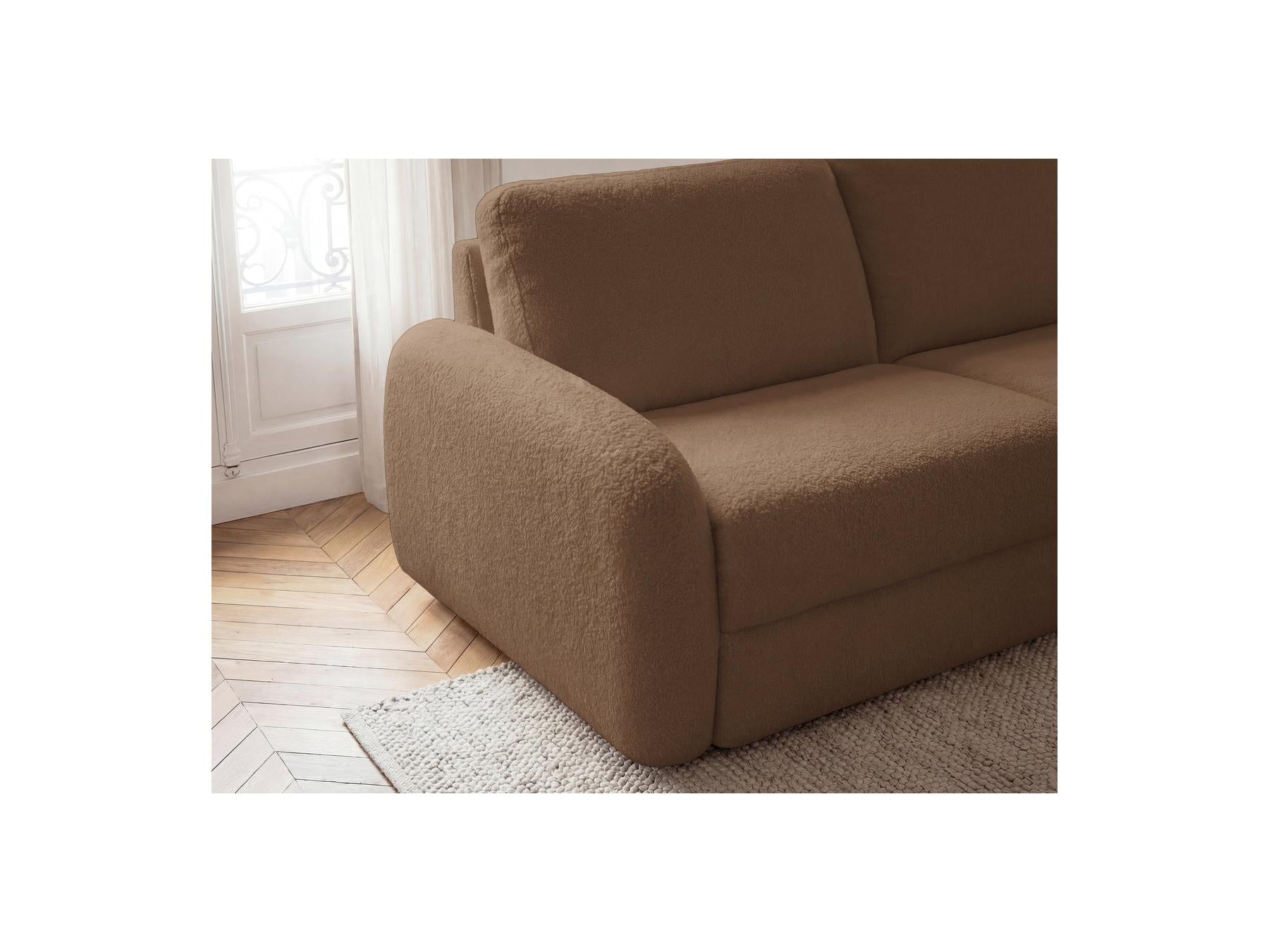 Kenan - Canapé Droit Convertible - Ouverture Express Tissu Bouclette
