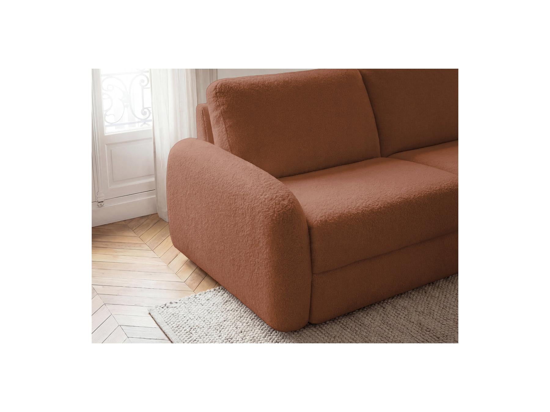 Kenan - Canapé Droit Convertible - Ouverture Express Tissu Bouclette