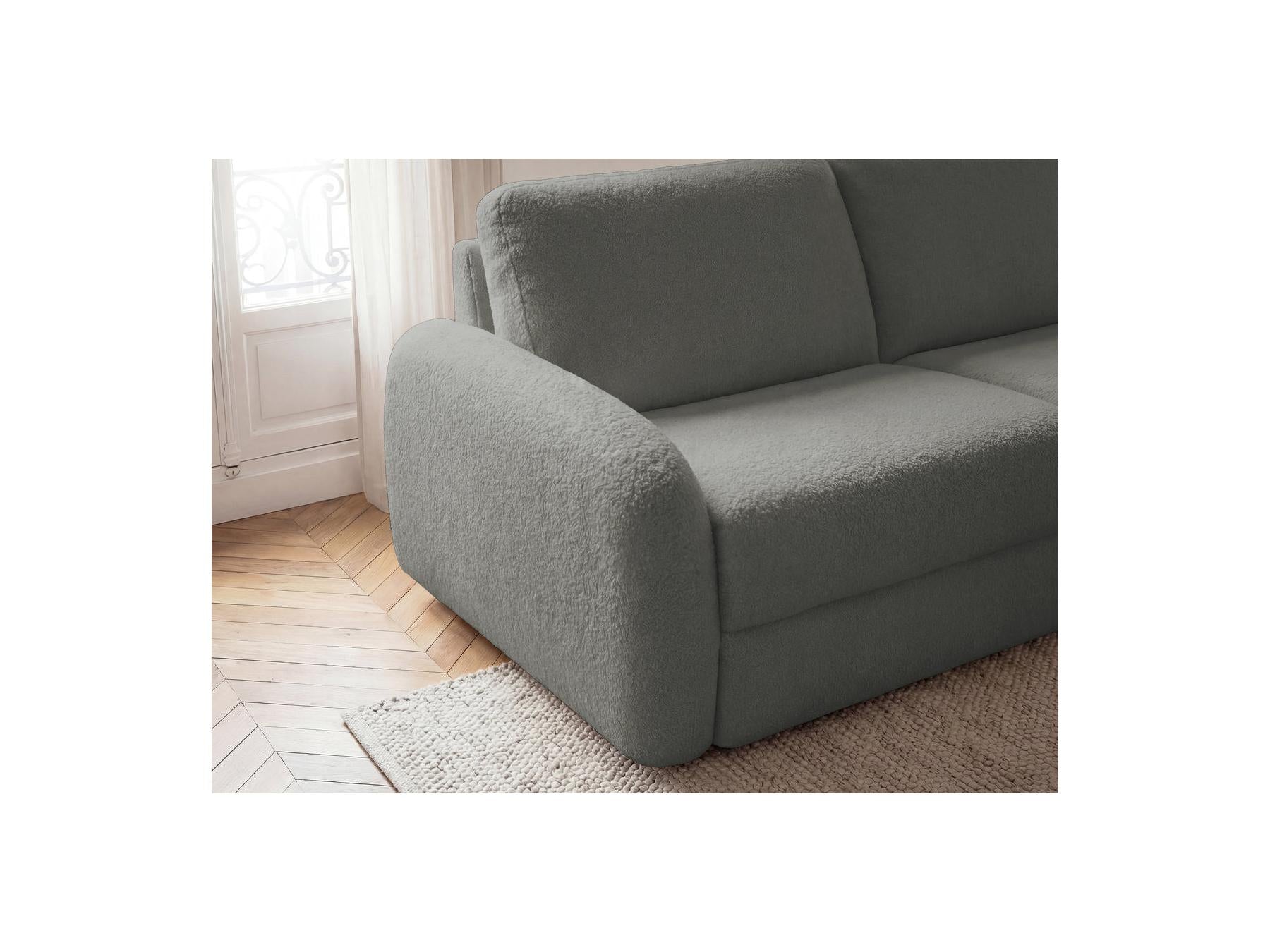 Kenan - Canapé Droit Convertible - Ouverture Express Tissu Bouclette