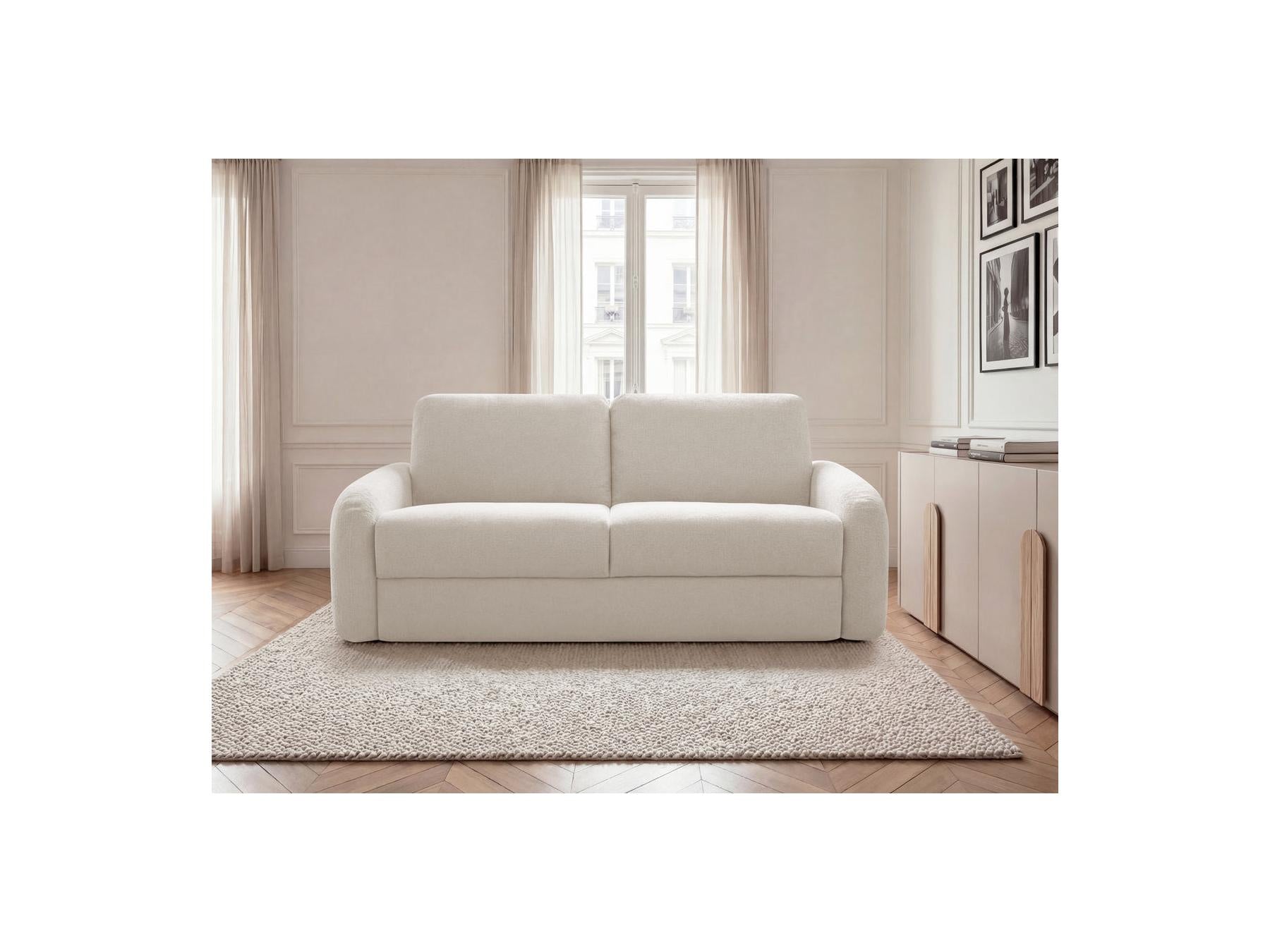 Kenan - Canapé Droit Convertible - Ouverture Express Tissu Lisse