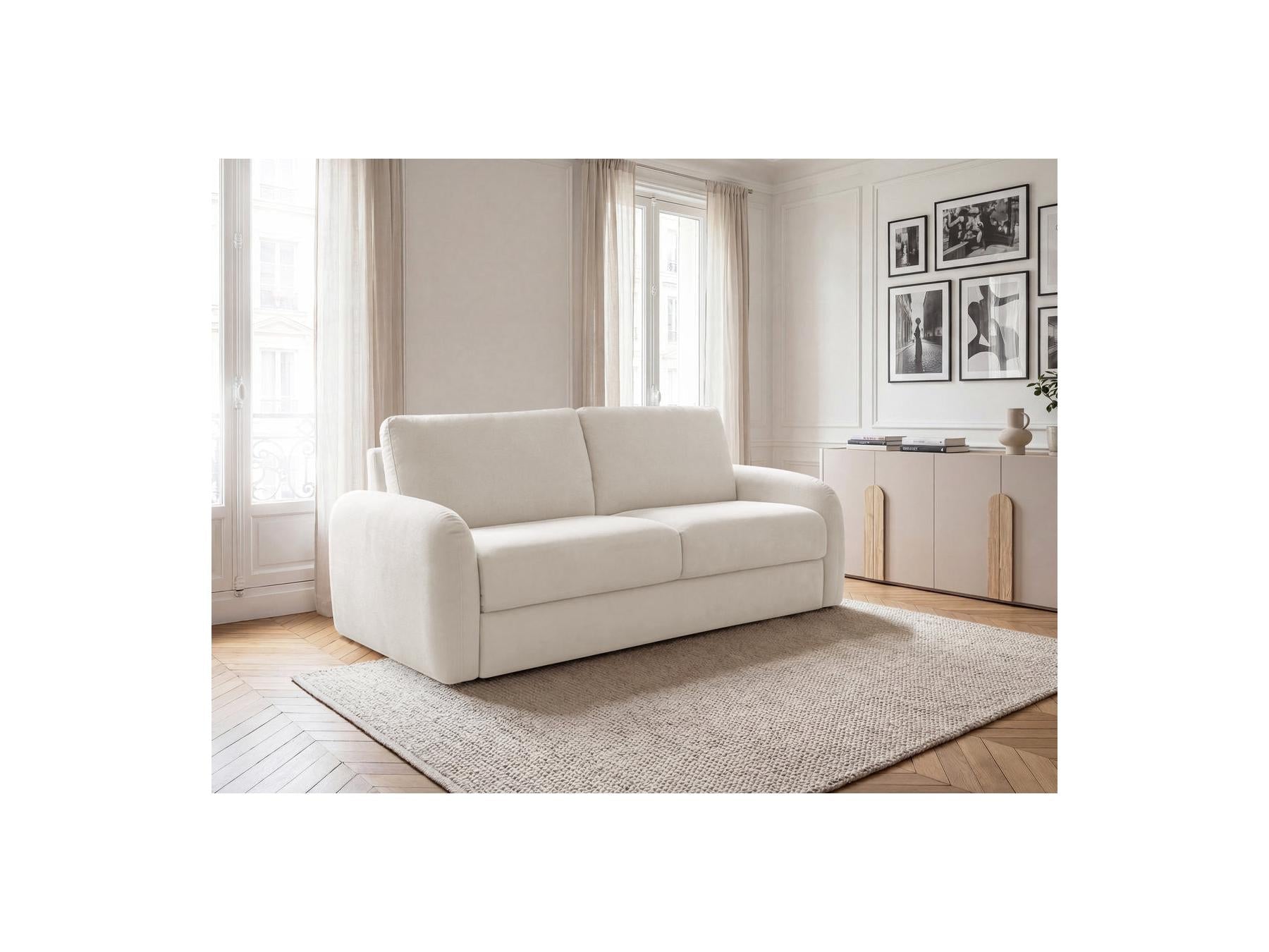 Kenan - Canapé Droit Convertible - Ouverture Express Tissu Lisse