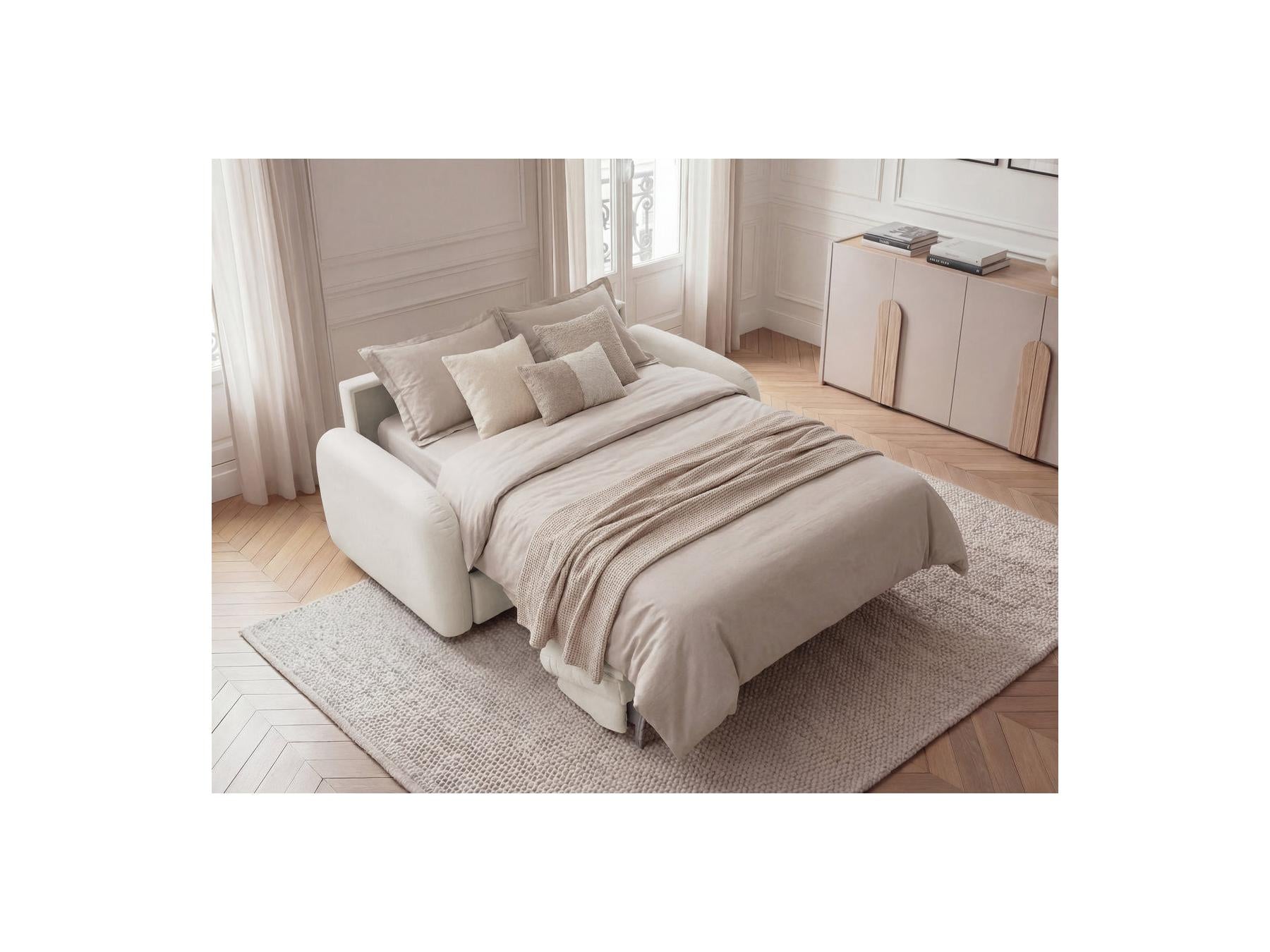 Kenan - Canapé Droit Convertible - Ouverture Express Tissu Lisse