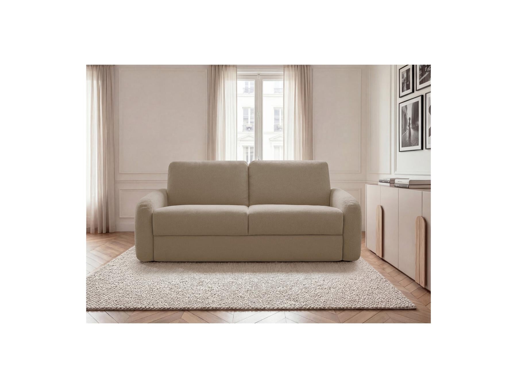 Kenan - Canapé Droit Convertible - Ouverture Express Tissu Lisse