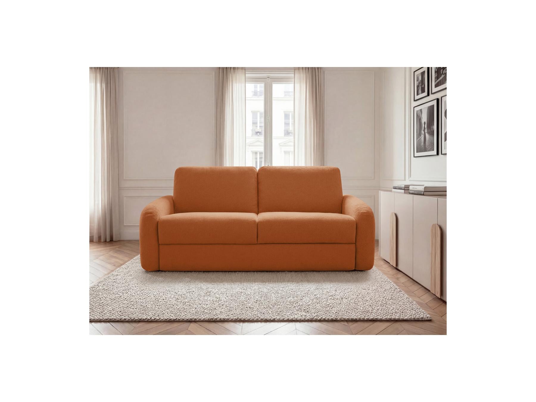 Kenan - Canapé Droit Convertible - Ouverture Express Tissu Lisse
