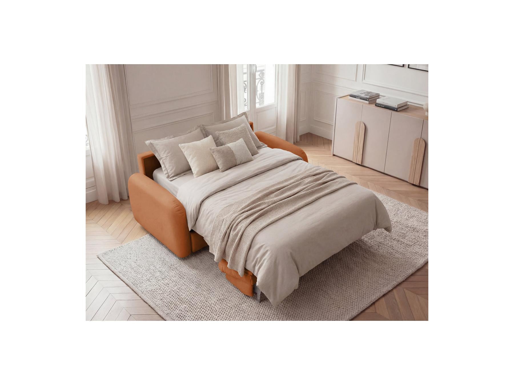 Kenan - Canapé Droit Convertible - Ouverture Express Tissu Lisse