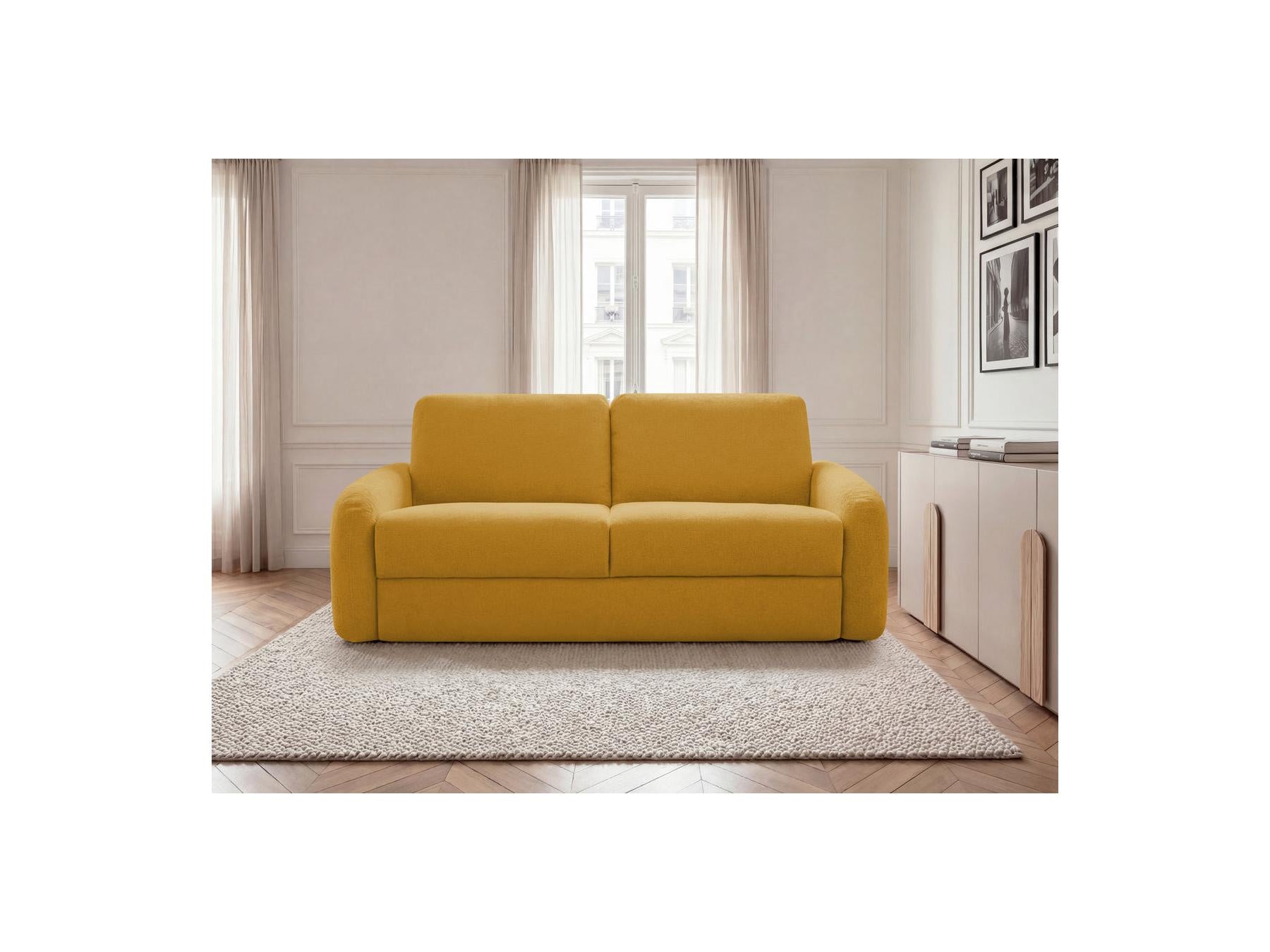 Kenan - Canapé Droit Convertible - Ouverture Express Tissu Lisse