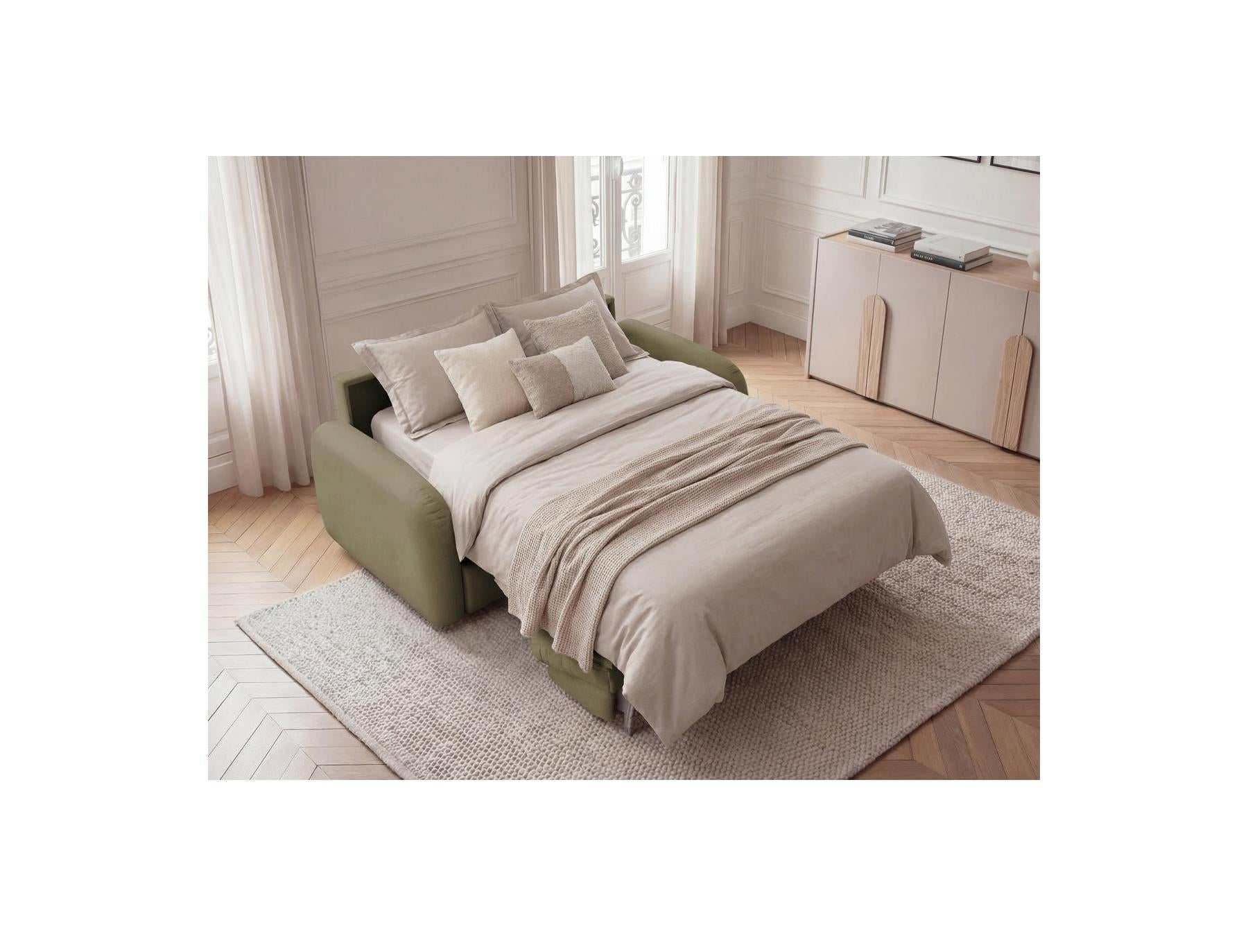 Kenan - Canapé Droit Convertible - Ouverture Express Tissu Lisse