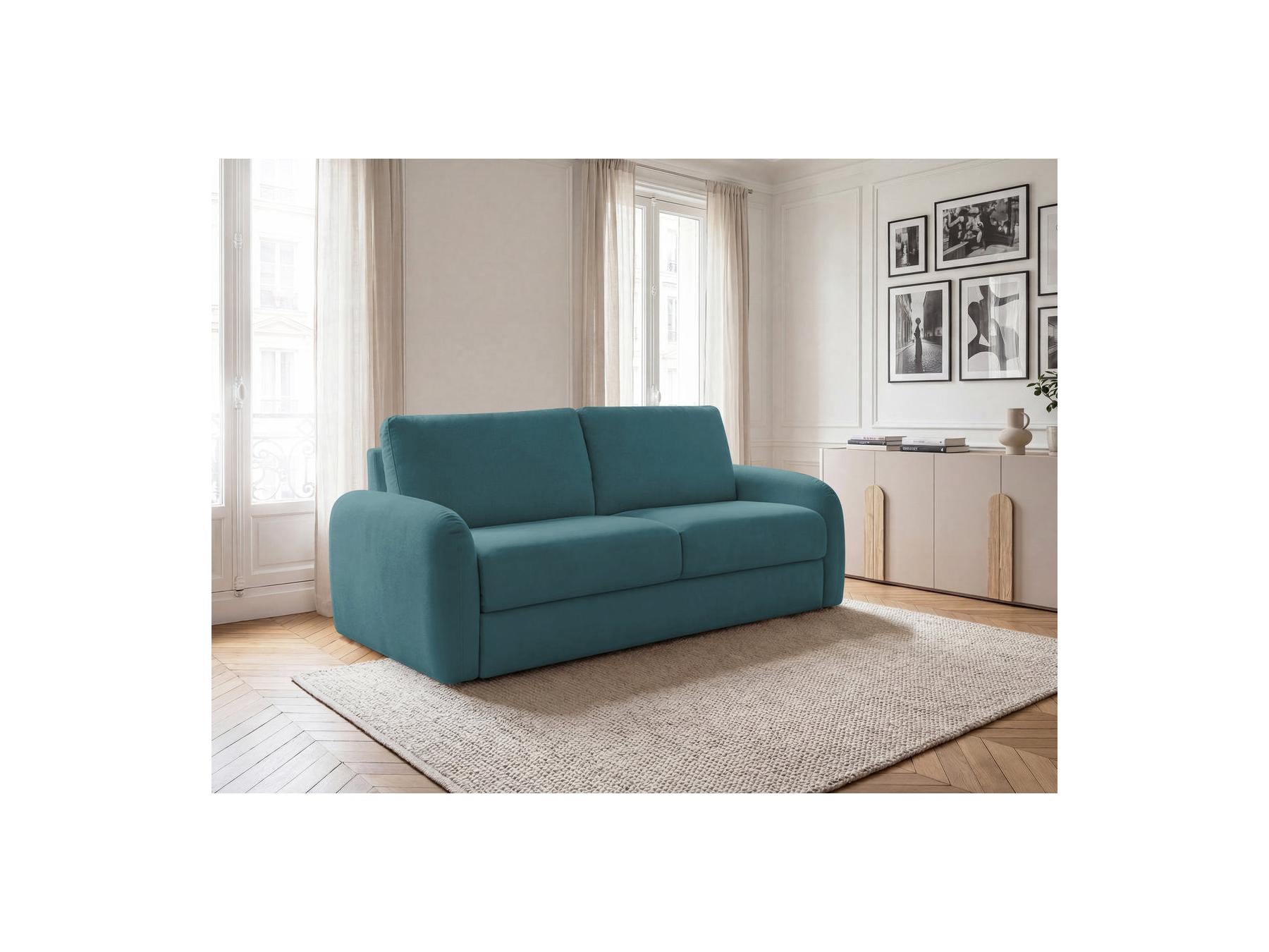 Kenan - Canapé Droit Convertible - Ouverture Express Tissu Lisse