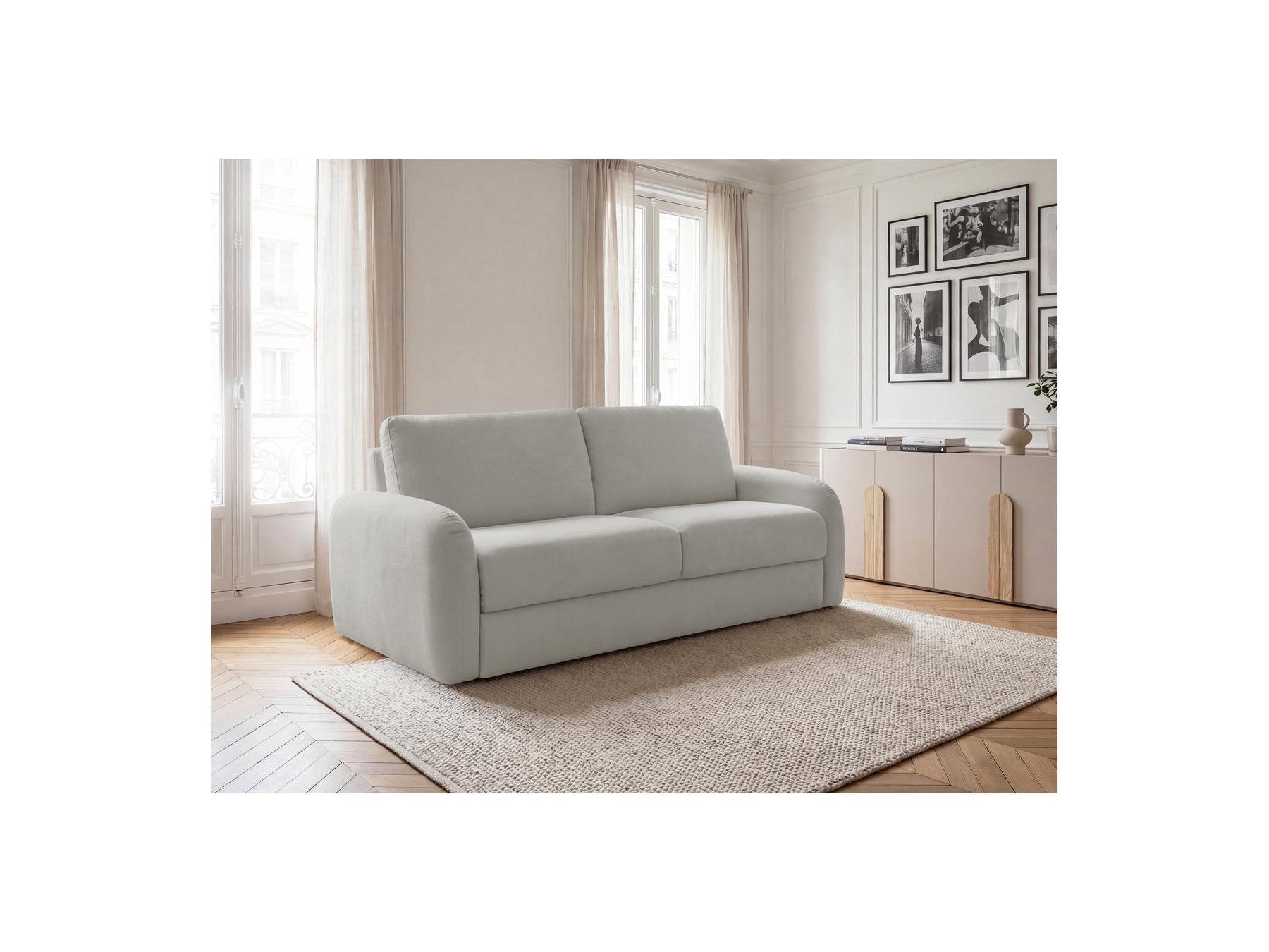 Kenan - Canapé Droit Convertible - Ouverture Express Tissu Lisse