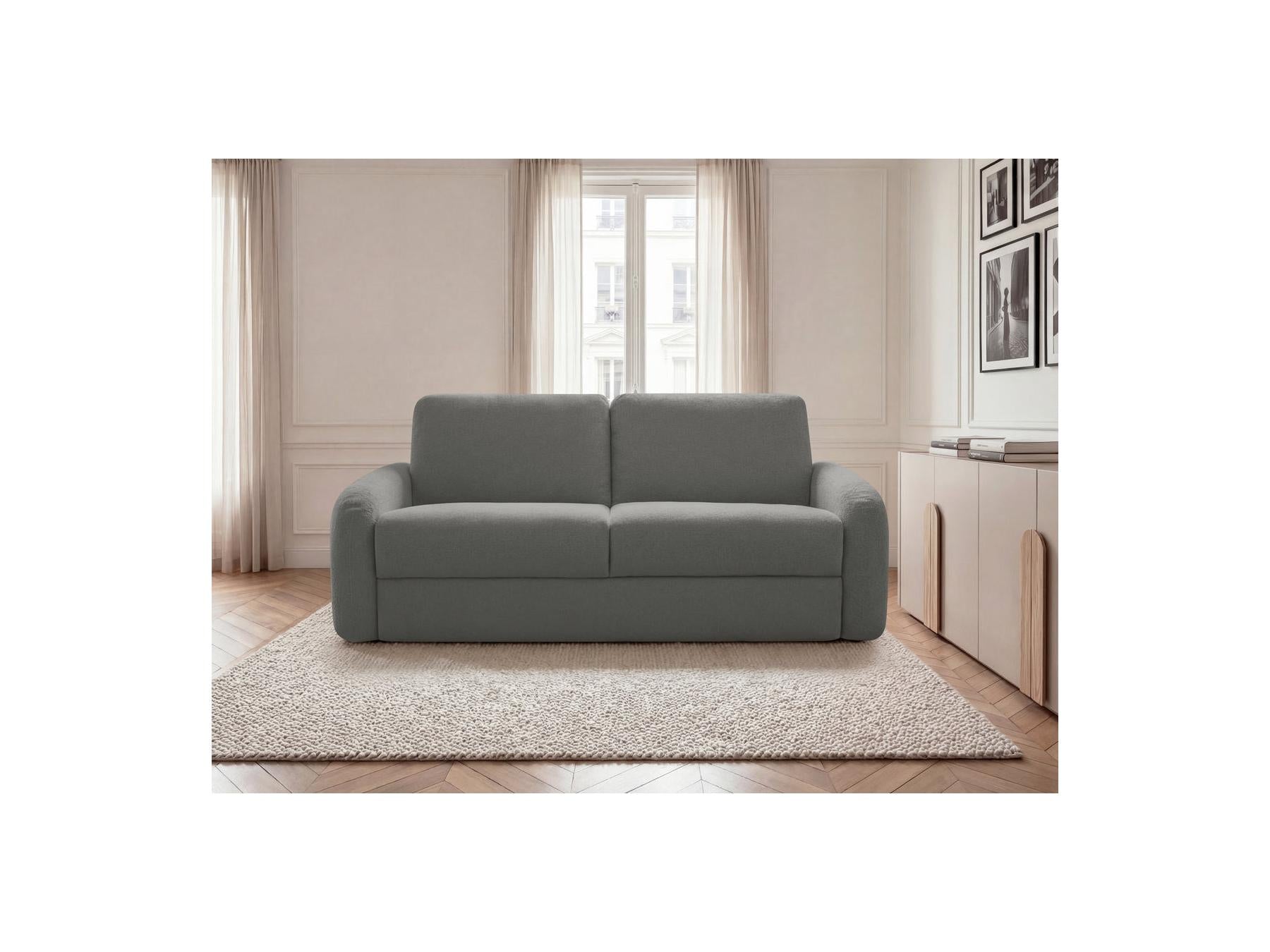 Kenan - Canapé Droit Convertible - Ouverture Express Tissu Lisse