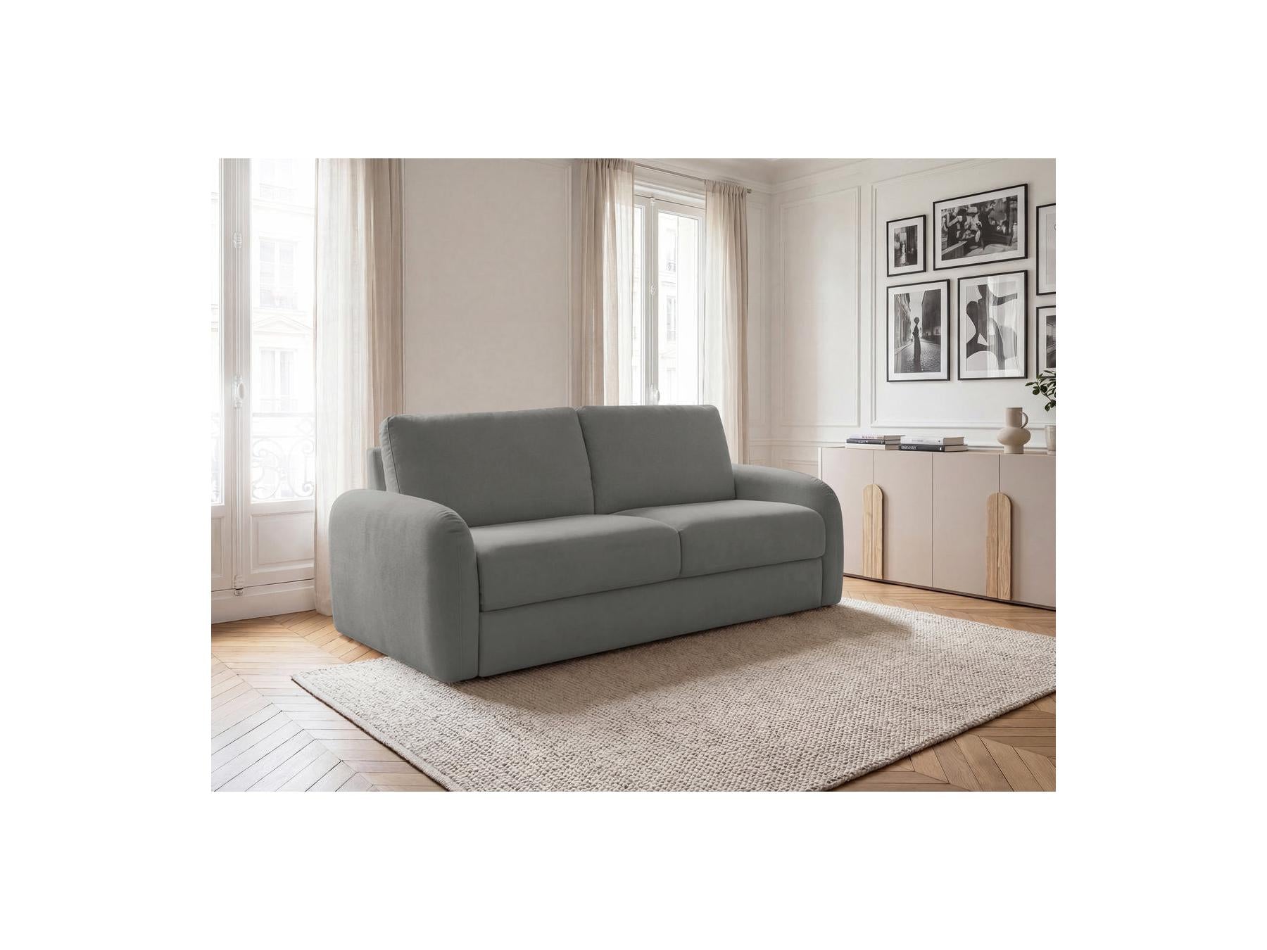 Kenan - Canapé Droit Convertible - Ouverture Express Tissu Lisse