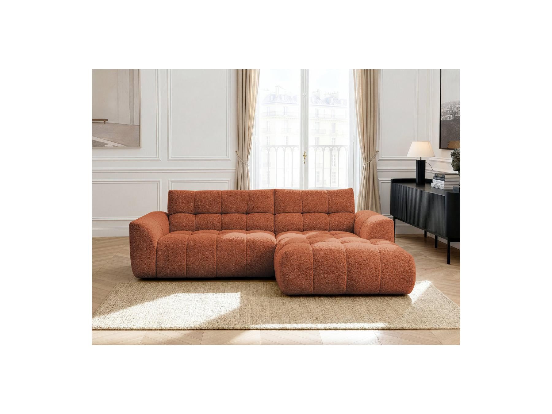 Jaya - Canapé D'Angle Fixe - Tissu Chenille - Angle Droit