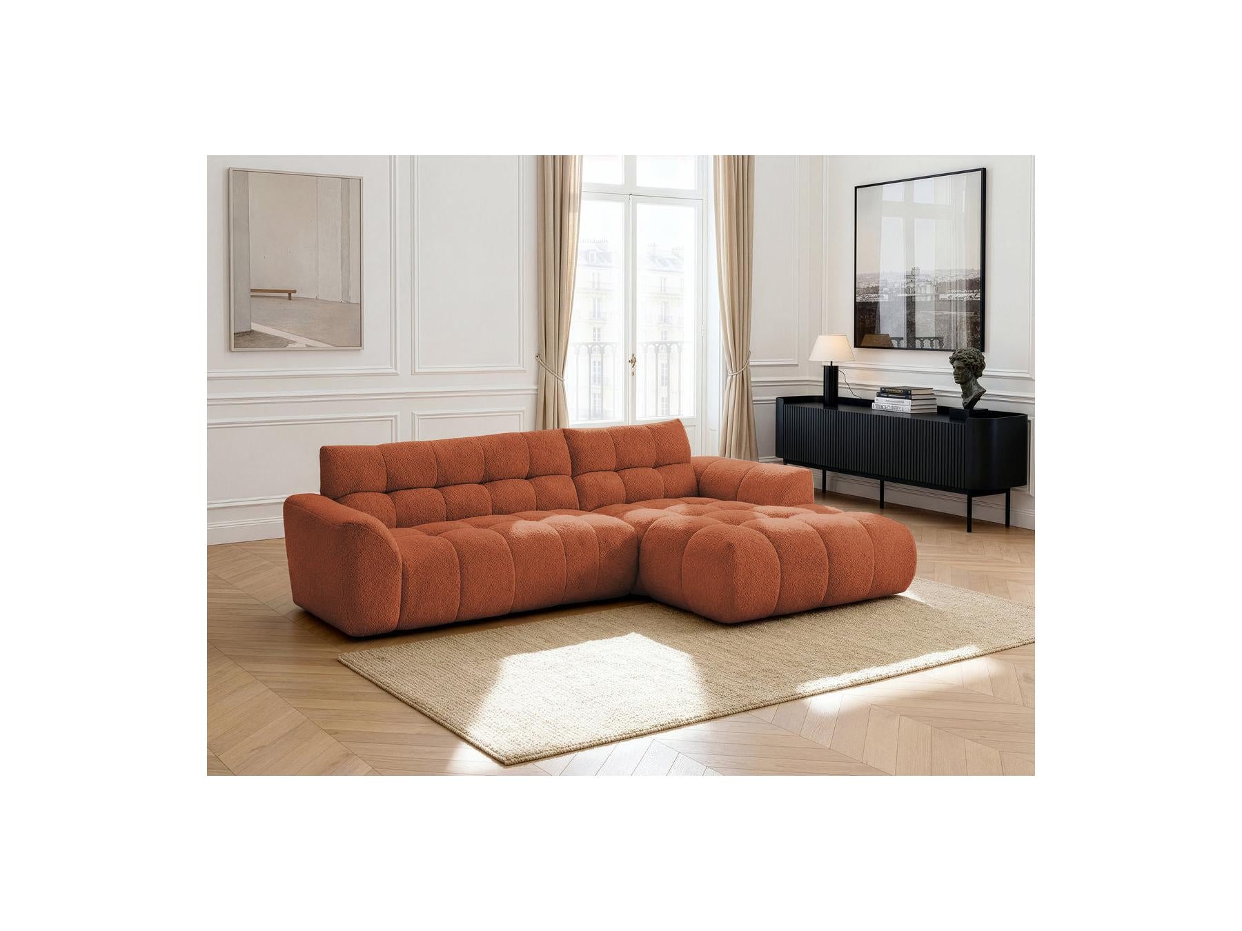 Jaya - Canapé D'Angle Fixe - Tissu Chenille - Angle Droit