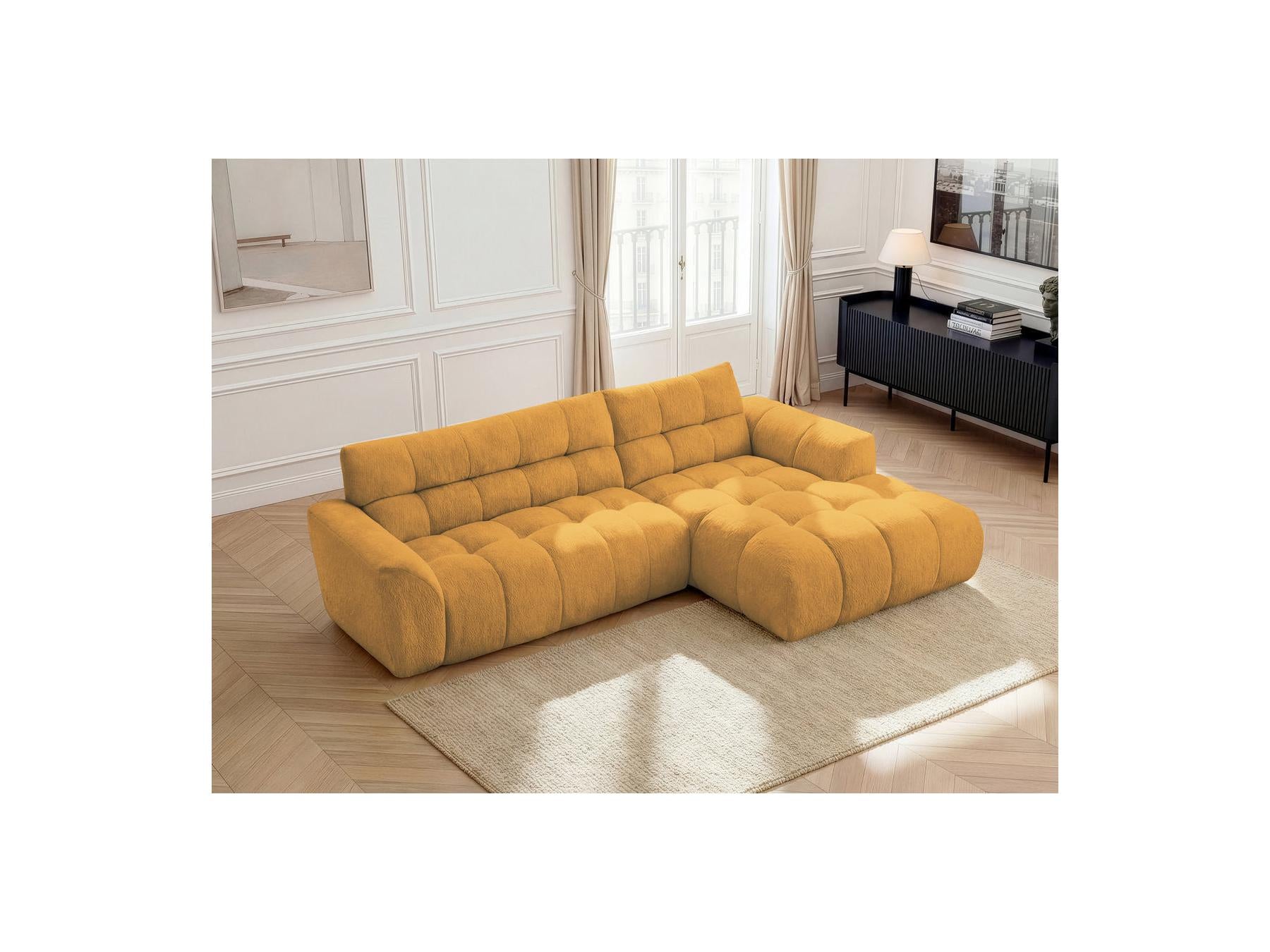 Jaya - Canapé D'Angle Fixe - Tissu Chenille - Angle Droit