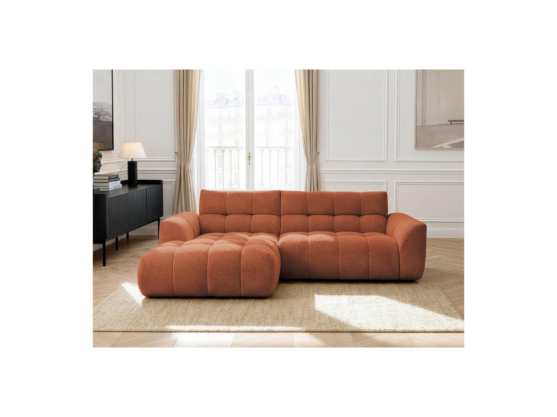 Jaya - Canapé D'Angle Fixe - Tissu Chenille - Angle Gauche