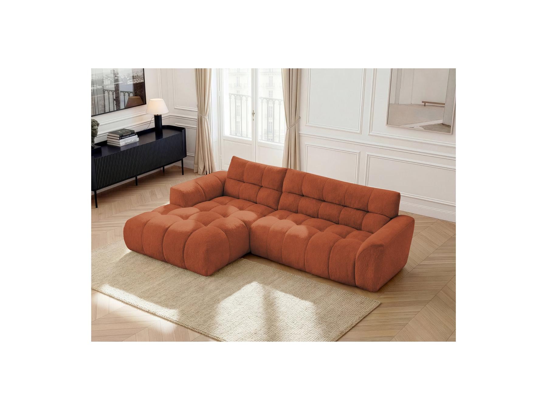 Jaya - Canapé D'Angle Fixe - Tissu Chenille - Angle Gauche