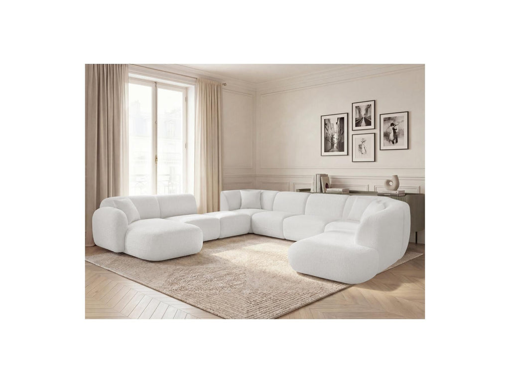 Anda - Canapé Panoramique Fixe Modulable - Avec 3 Chauffeuses, 1 Méridienne, 2 Angles Et 1 Pouf - Angle Gauche