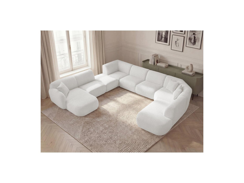 Anda - Canapé Panoramique Fixe Modulable - Avec 3 Chauffeuses, 1 Méridienne, 2 Angles Et 1 Pouf - Angle Gauche
