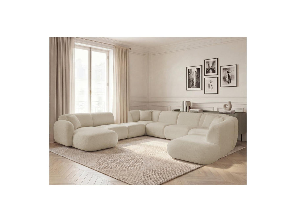 Anda - Canapé Panoramique Fixe Modulable - Avec 3 Chauffeuses, 1 Méridienne, 2 Angles Et 1 Pouf - Angle Gauche
