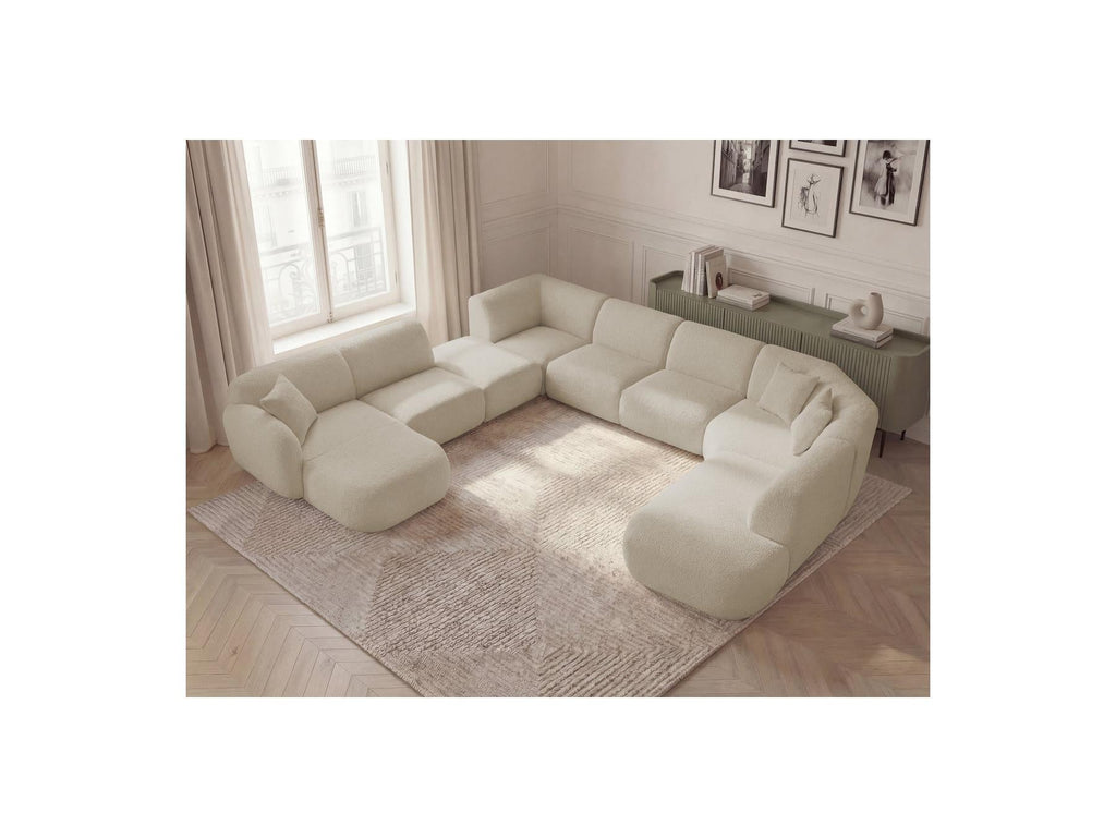 Anda - Canapé Panoramique Fixe Modulable - Avec 3 Chauffeuses, 1 Méridienne, 2 Angles Et 1 Pouf - Angle Gauche