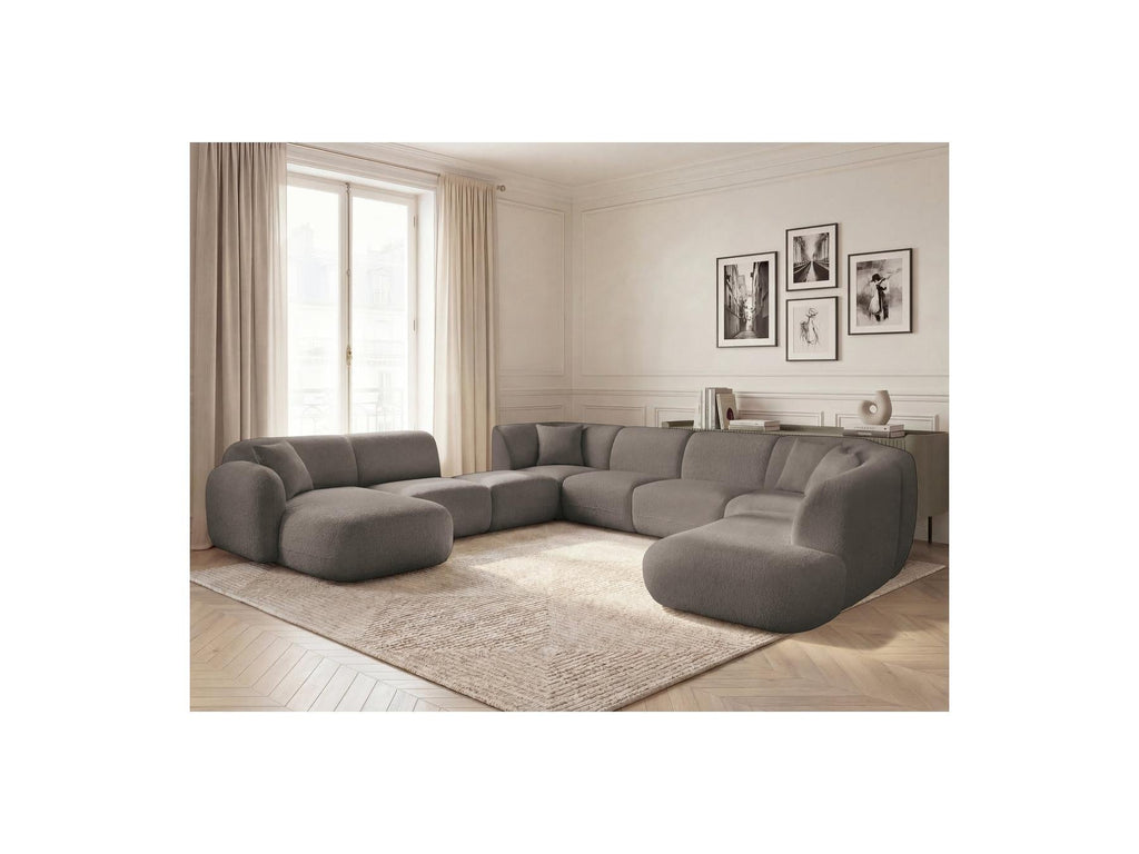 Anda - Canapé Panoramique Fixe Modulable - Avec 3 Chauffeuses, 1 Méridienne, 2 Angles Et 1 Pouf - Angle Gauche