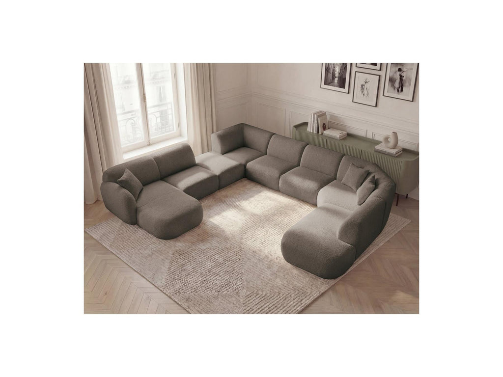 Anda - Canapé Panoramique Fixe Modulable - Avec 3 Chauffeuses, 1 Méridienne, 2 Angles Et 1 Pouf - Angle Gauche