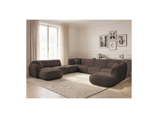 Anda - Canapé Panoramique Fixe Modulable - Avec 3 Chauffeuses, 1 Méridienne, 2 Angles Et 1 Pouf - Angle Gauche