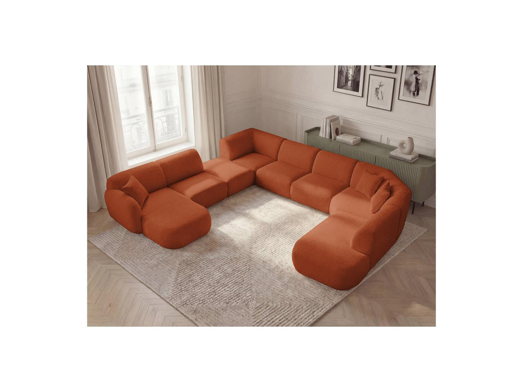 Anda - Canapé Panoramique Fixe Modulable - Avec 3 Chauffeuses, 1 Méridienne, 2 Angles Et 1 Pouf - Angle Gauche
