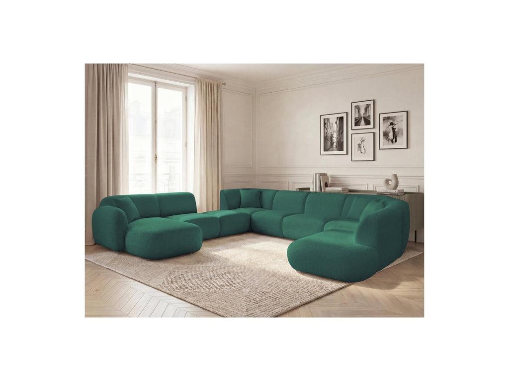 Anda - Canapé Panoramique Fixe Modulable - Avec 3 Chauffeuses, 1 Méridienne, 2 Angles Et 1 Pouf - Angle Gauche