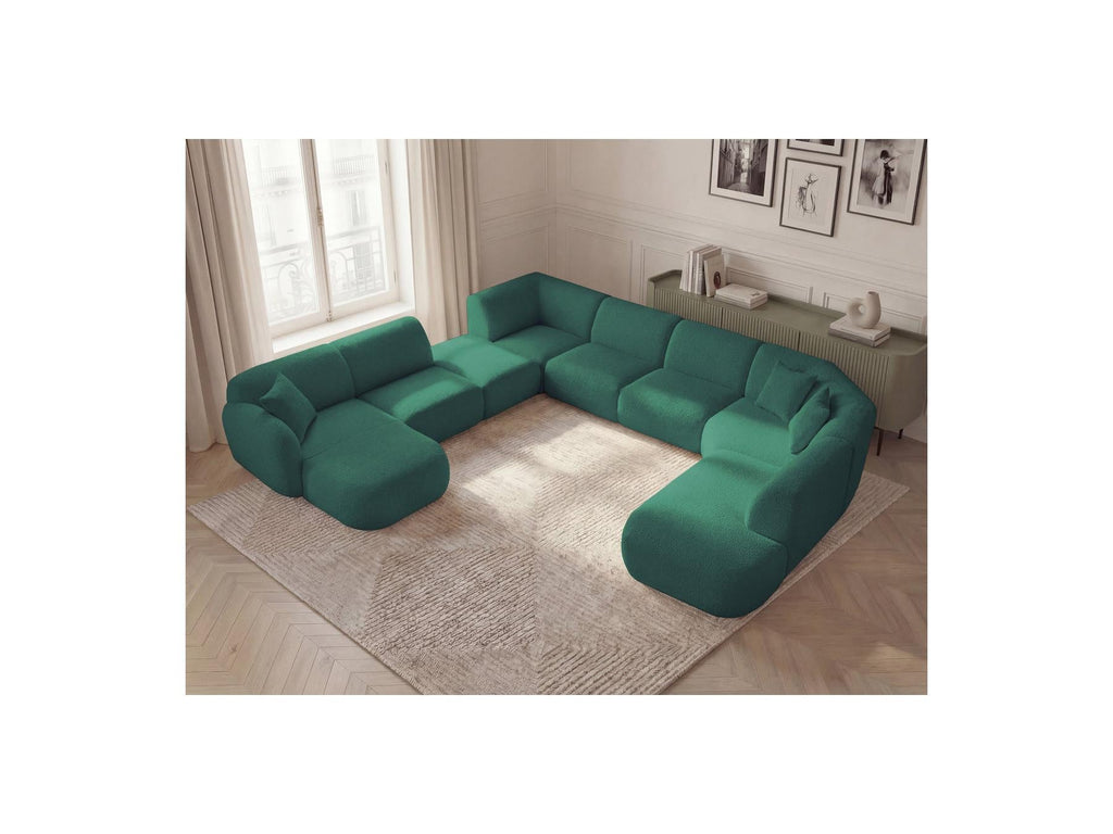 Anda - Canapé Panoramique Fixe Modulable - Avec 3 Chauffeuses, 1 Méridienne, 2 Angles Et 1 Pouf - Angle Gauche