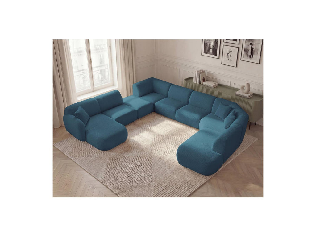 Anda - Canapé Panoramique Fixe Modulable - Avec 3 Chauffeuses, 1 Méridienne, 2 Angles Et 1 Pouf - Angle Gauche