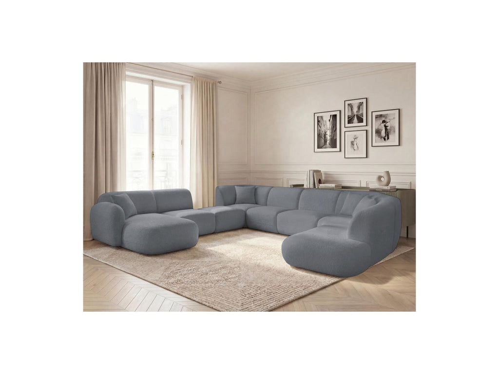 Anda - Canapé Panoramique Fixe Modulable - Avec 3 Chauffeuses, 1 Méridienne, 2 Angles Et 1 Pouf - Angle Gauche