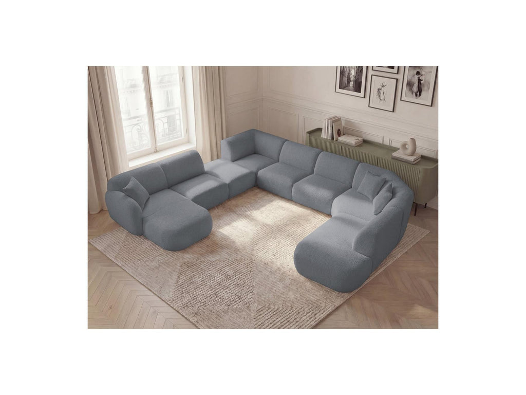 Anda - Canapé Panoramique Fixe Modulable - Avec 3 Chauffeuses, 1 Méridienne, 2 Angles Et 1 Pouf - Angle Gauche