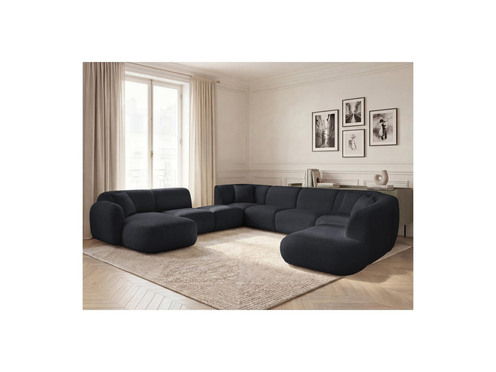 Anda - Canapé Panoramique Fixe Modulable - Avec 3 Chauffeuses, 1 Méridienne, 2 Angles Et 1 Pouf - Angle Gauche