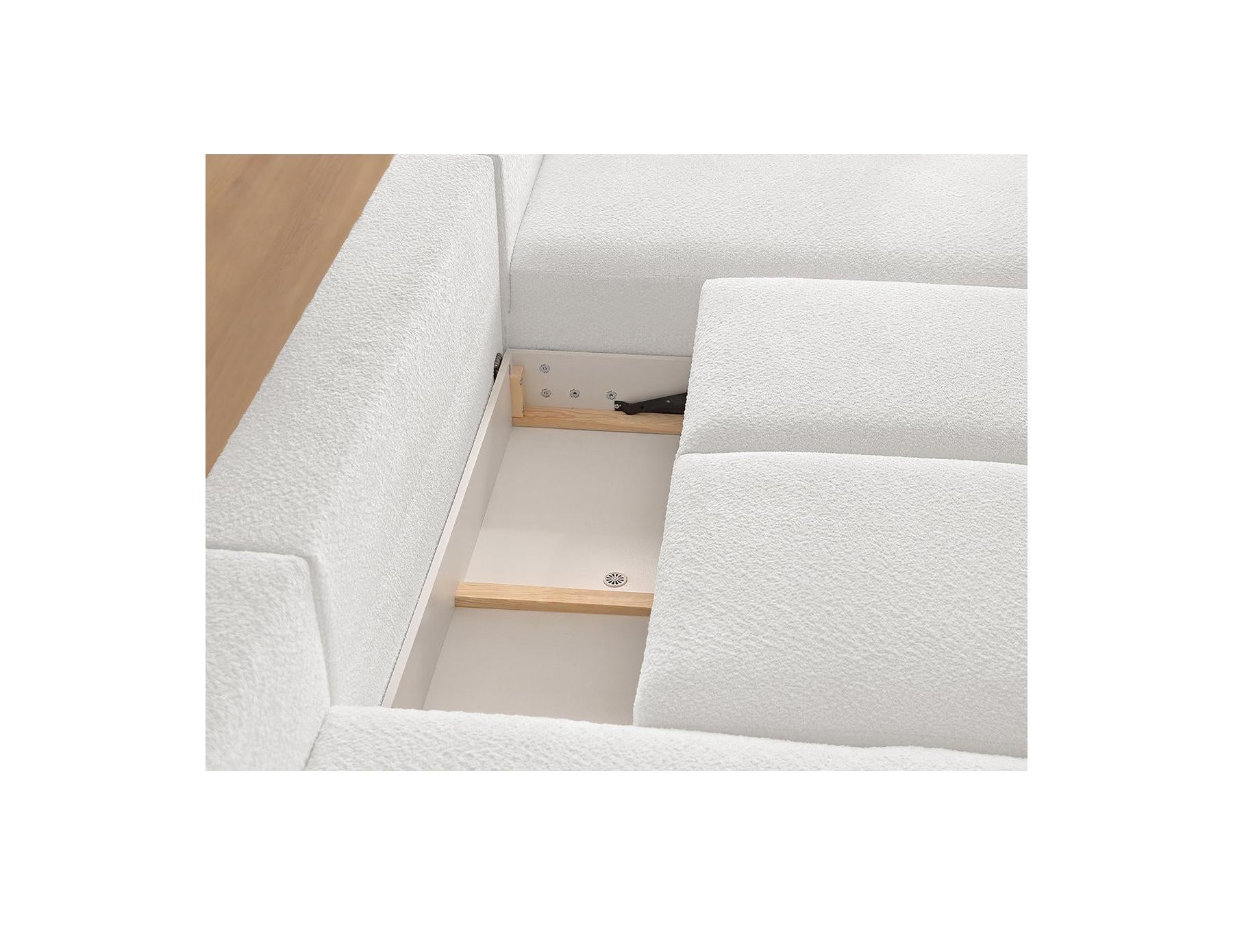 Montaigne - Canapé Panoramique Convertible Coffre - Tissu Bouclette - Angle Gauche