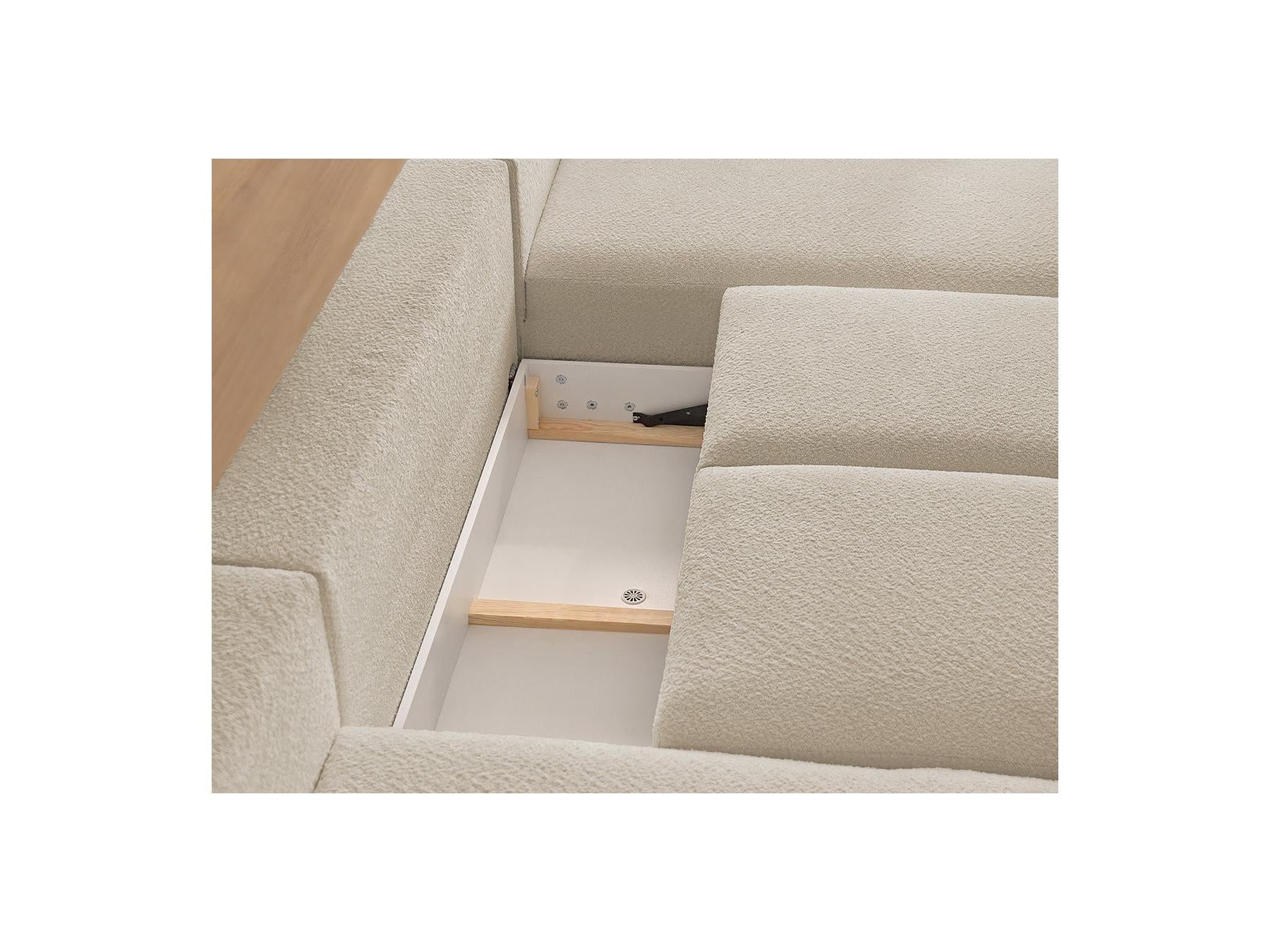 Montaigne - Canapé Panoramique Convertible Coffre - Tissu Bouclette - Angle Droit