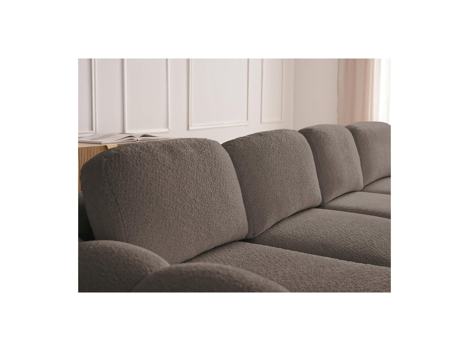 Montaigne - Canapé Panoramique Convertible Coffre - Tissu Bouclette - Angle Droit