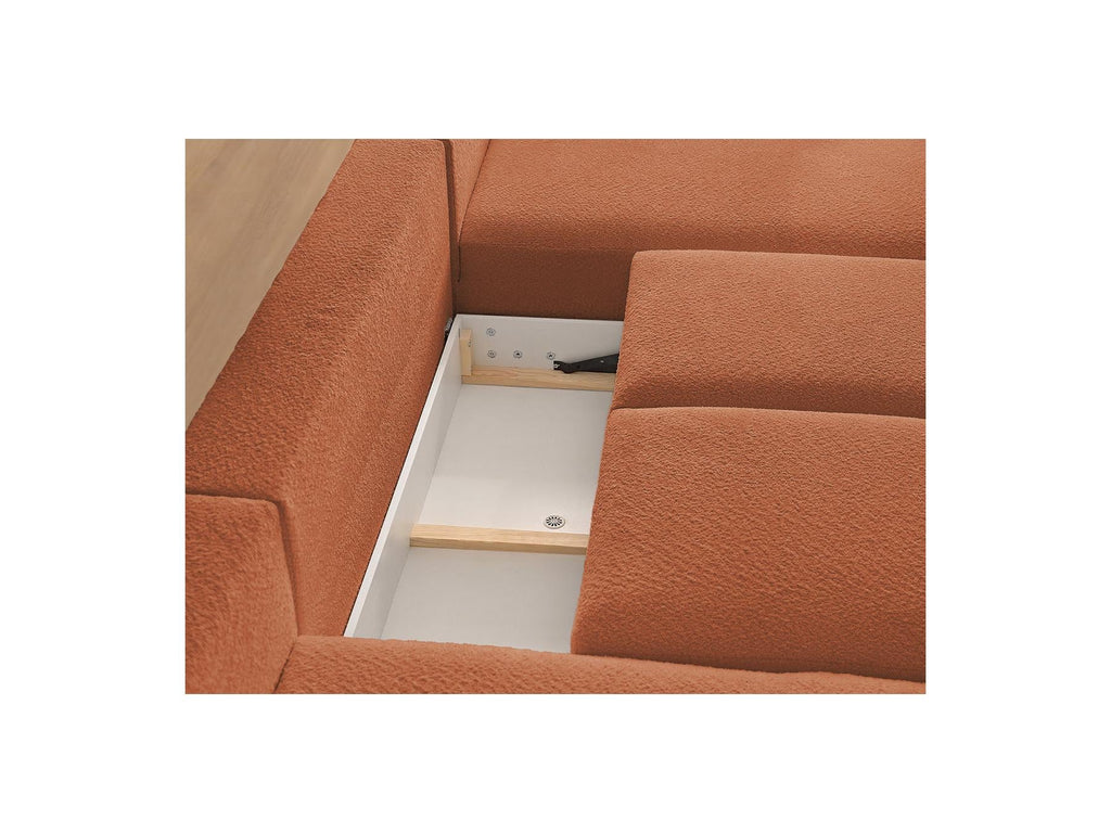 Montaigne - Canapé Panoramique Convertible Coffre - Tissu Bouclette - Angle Gauche