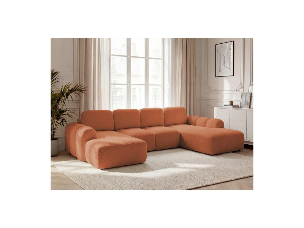 Montaigne - Canapé Panoramique Convertible Coffre - Tissu Bouclette - Angle Gauche