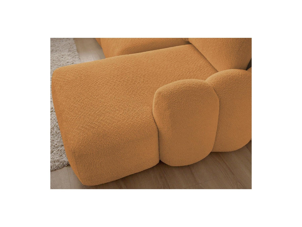 Montaigne - Canapé Panoramique Convertible Coffre - Tissu Bouclette - Angle Droit