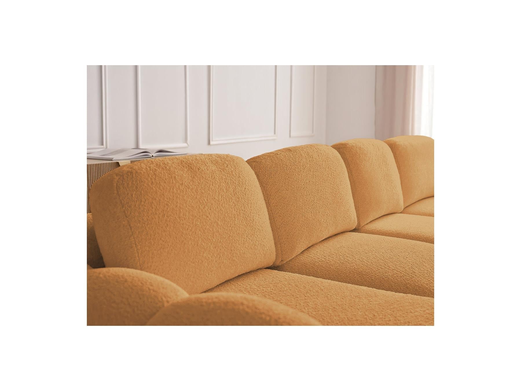 Montaigne - Canapé Panoramique Convertible Coffre - Tissu Bouclette - Angle Droit
